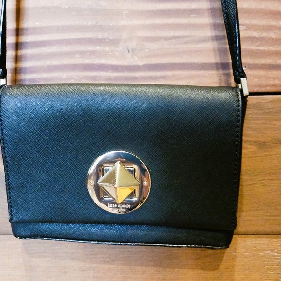 Trendy Kate Spade Black Saffiano Leather Turn-lock Crossbody Adjustable strap - Picture 9 of 13